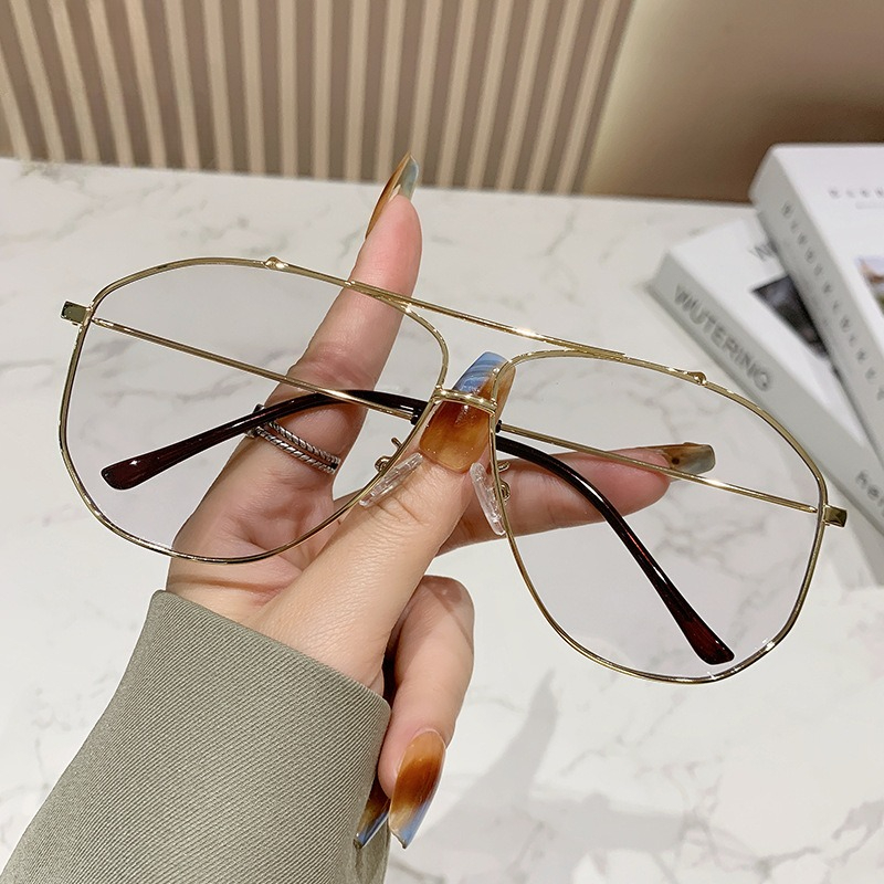 Lunettes de soleil à la mode, lunettes de soleil rétro à double faisceau à grande monture, résistantes aux UV, personnalisées et polyvalentes