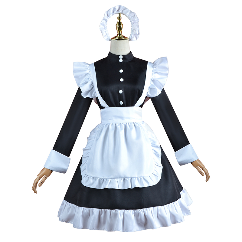Robe de Costume de demoiselle d'honneur, longueur aux genoux, Lolita douce Halloween pour femmes, servante Ouji Kodona, tablier de femme de ménage mignon, tenue Vintage pour adultes