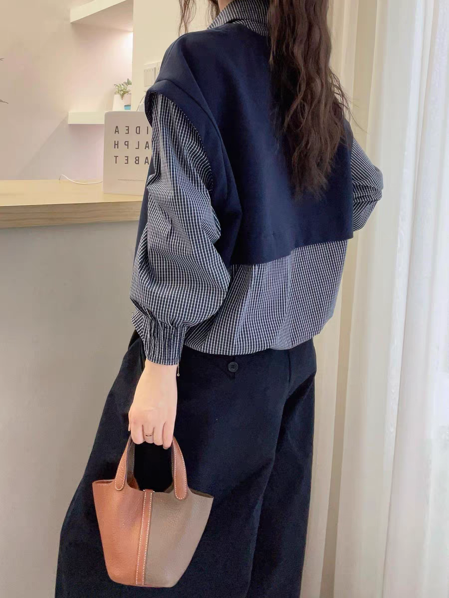 Chemise à manches longues rayée pour femmes, mode coréenne, sweat-shirt patchwork, pull décontracté pour femmes, chemise quotidienne de printemps, hauts vintage