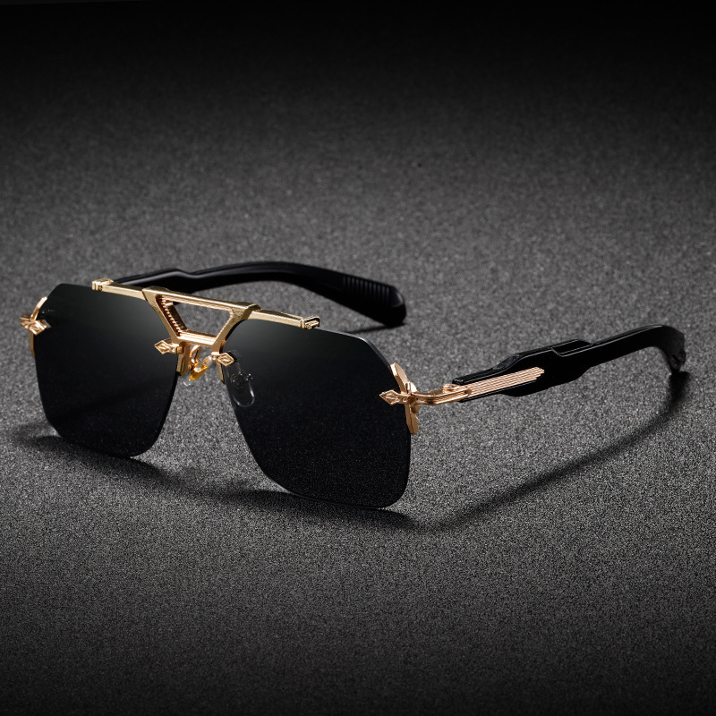 Marque de luxe classique carré sans monture lunettes de soleil hommes femmes rétro Vintage Punk lunettes de soleil surdimensionné nuances métal cadre lunettes