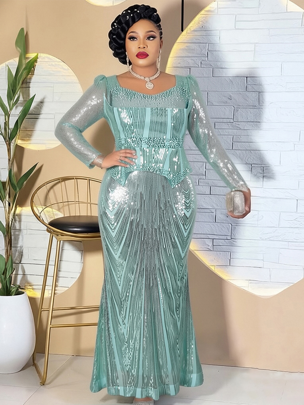Robes longues africaines pour femmes Dashiki Robes de luxe à paillettes Robes de soirée d'anniversaire de fête de mariage 2026 vêtements africains robe pour dames