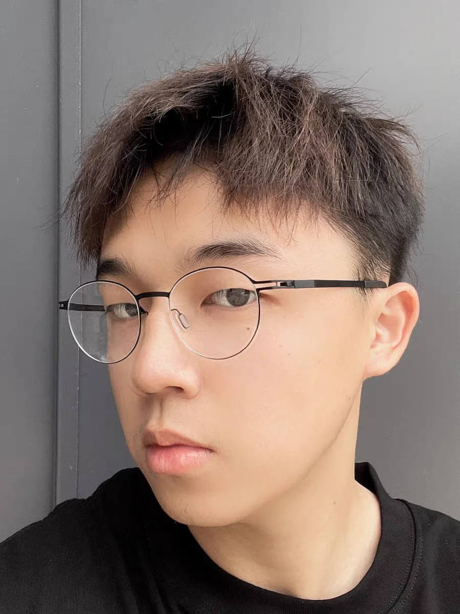 Monture de lunettes ovale et ronde sans vis, faite à la main, pour hommes et femmes, ultra-légère 6g, colorée, design de marque