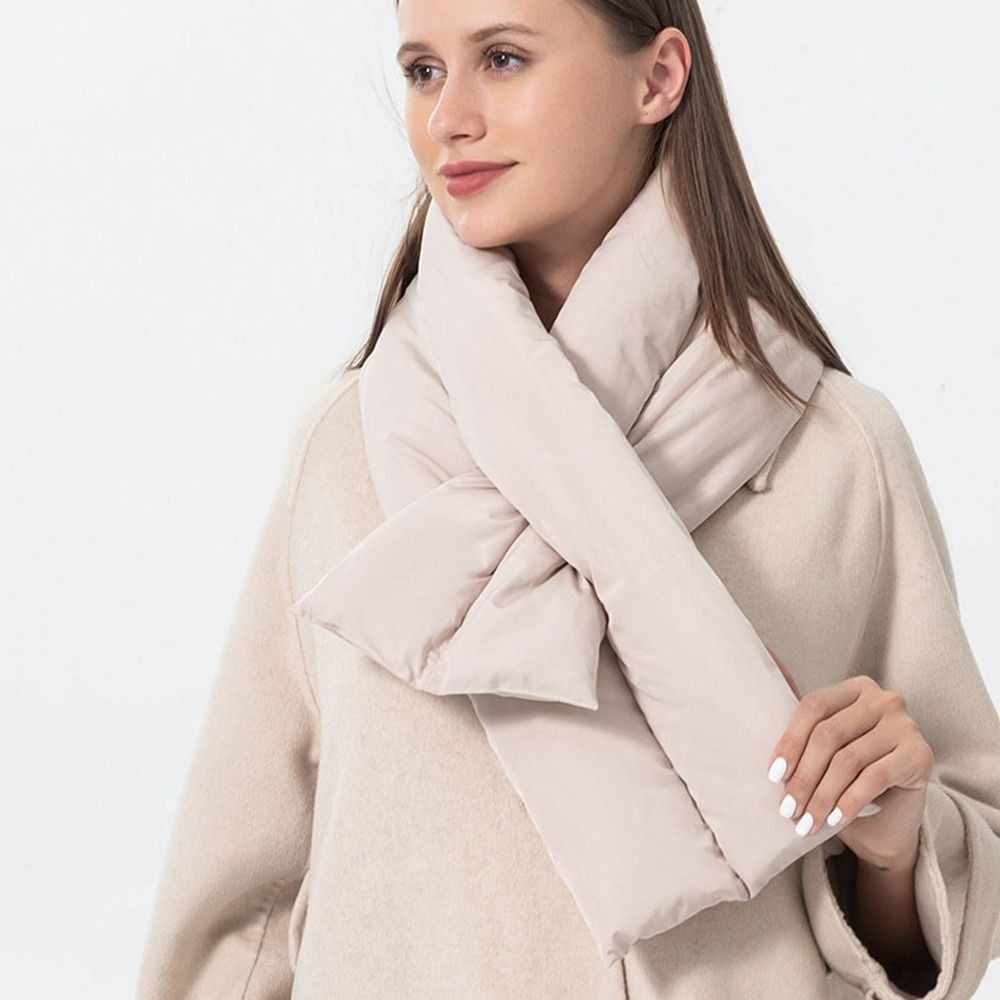 Nouveau foulard d'hiver en coton coupe-vent épaissi anneau croisé foulards chaud Camping vers le bas coton écharpe femmes hommes