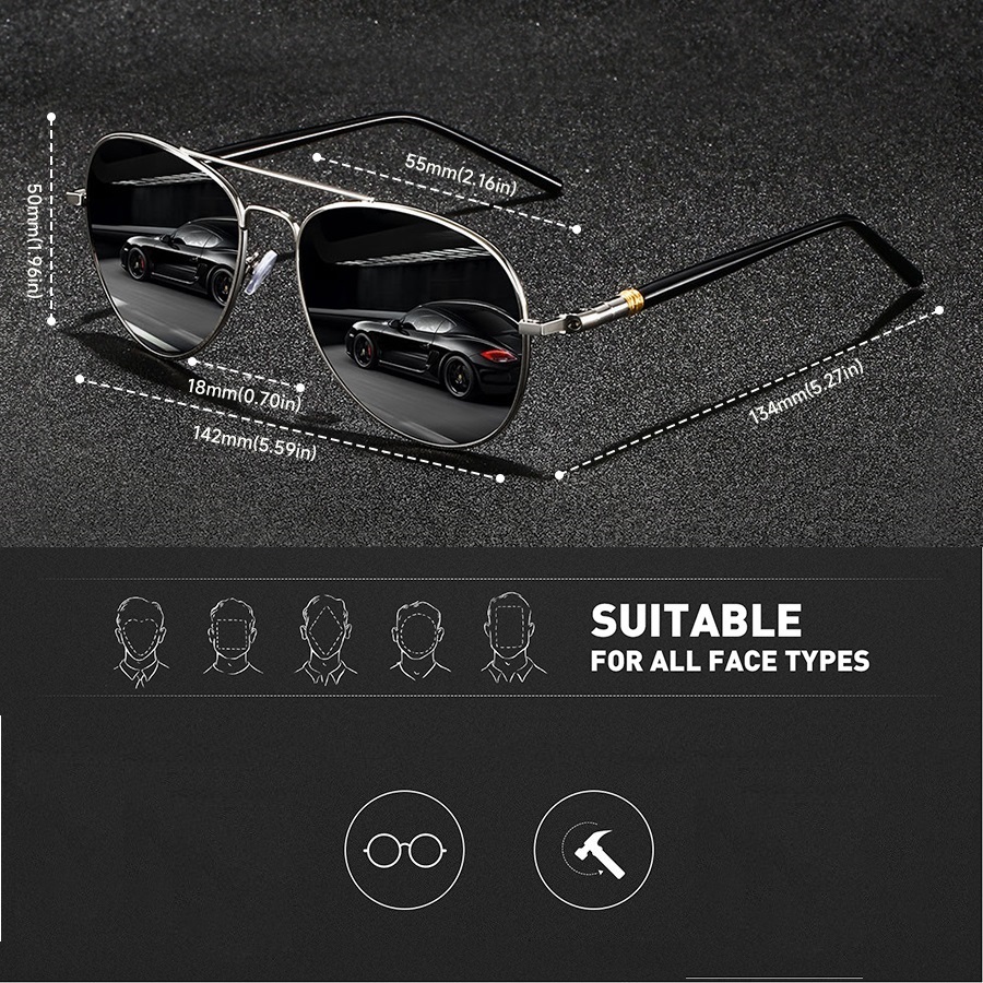 Lunettes de soleil de marque stylées pour homme et femme, style pilote vintage, pour la pêche, la conduite et les sports de plein air