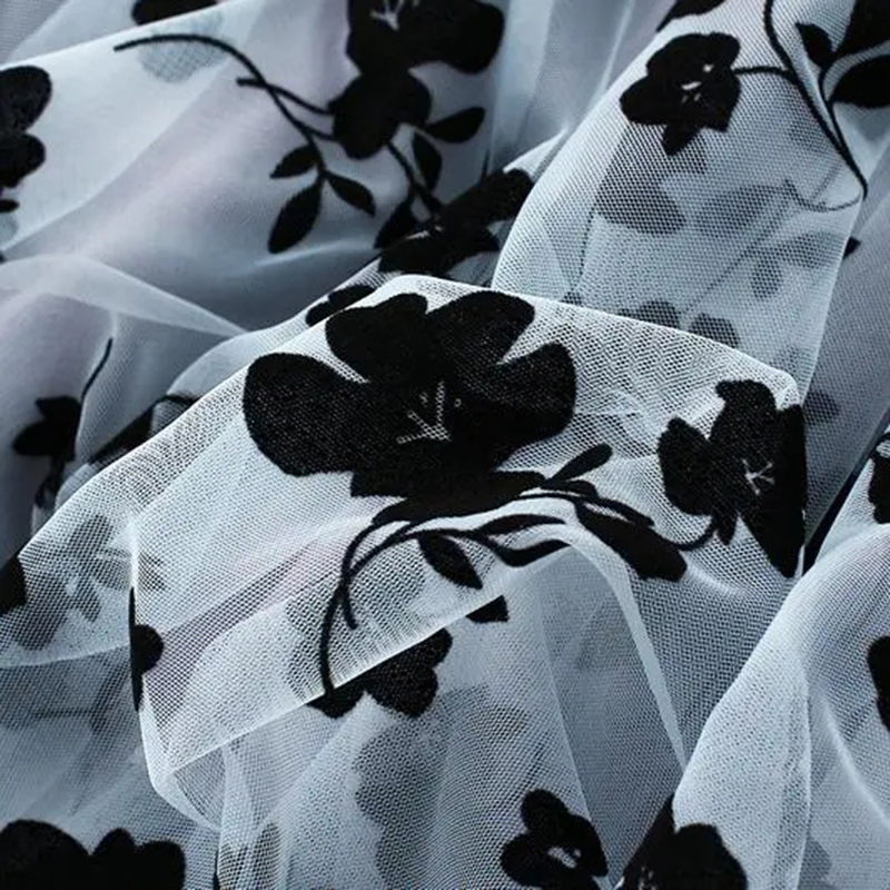 Jupes mi-longues plissées à fleurs pour femmes, jupes en tulle, taille haute, flocage coréen, maille élégante, dames de bureau, été, nouveau