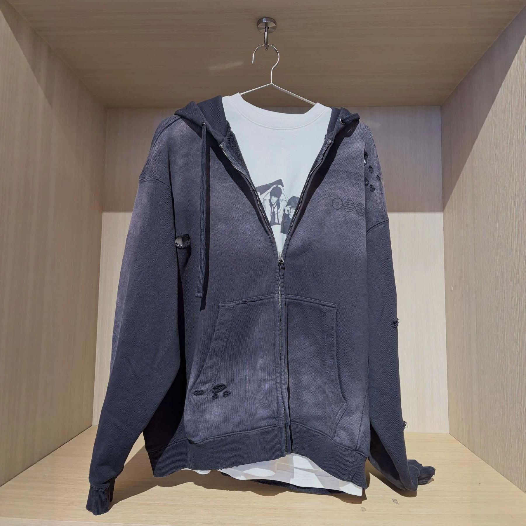 Veste streetwear décontractée pour femme et homme, vêtements de mode, sweat à capuche brodé ARIRANG, cardigan ouvert noir délavé vintage