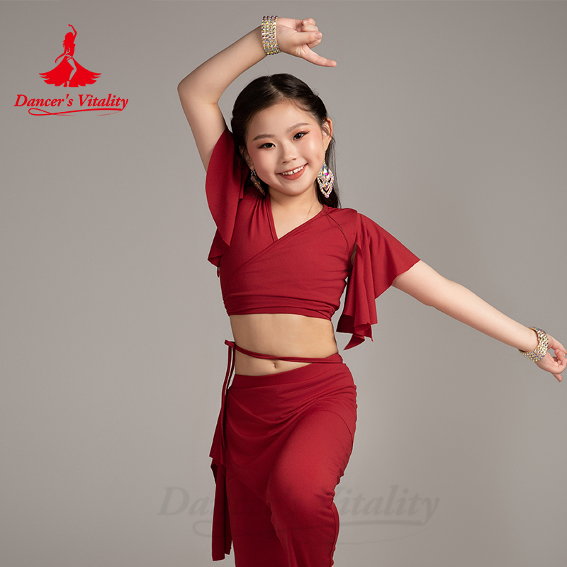 Costumes de danseuse du ventre pour enfants, vêtements d'entraînement professionnels confortables et respirants, tenue de danse du ventre orientale pour enfants