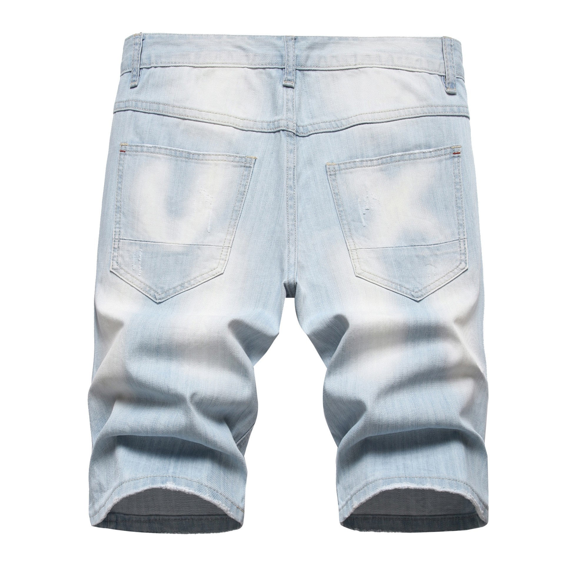 Jean en denim pour homme, coupe droite vintage, taille haute, déchiré, longueur genou, style Y2K streetwear décontracté, Printemps 2026