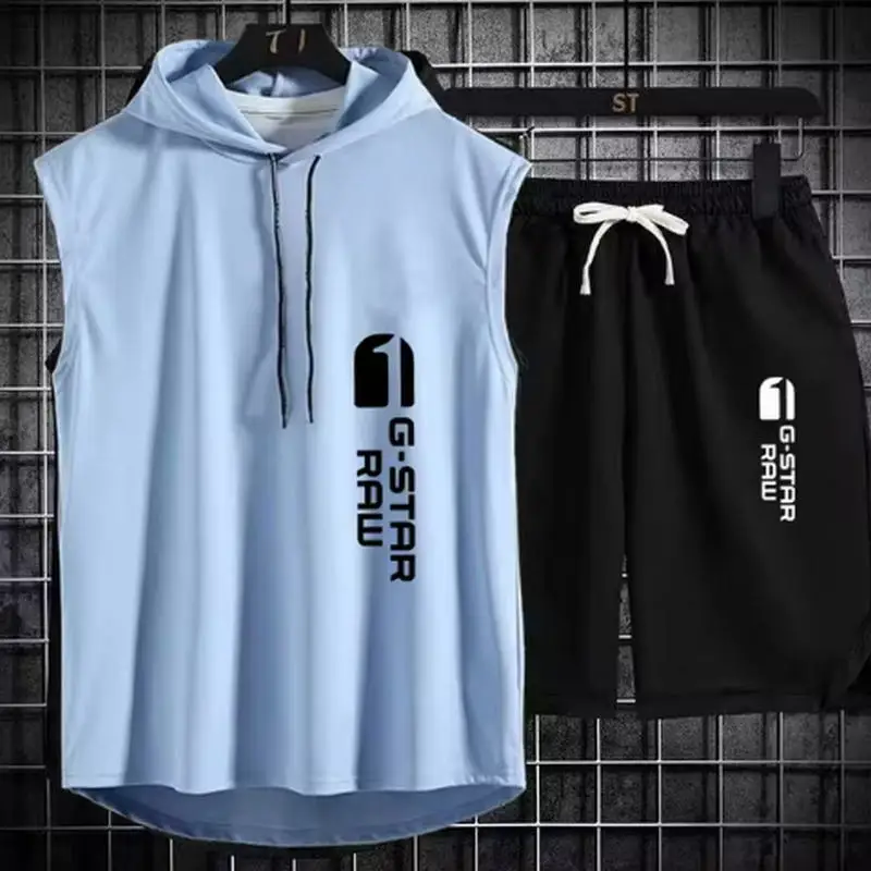 Ensemble de survêtement pour homme, vêtements de sport d'été, t-shirt et short deux pièces, survêtement de marque, jogging, tenue de sport pour homme, vêtements de fitness, vêtements d'exercice