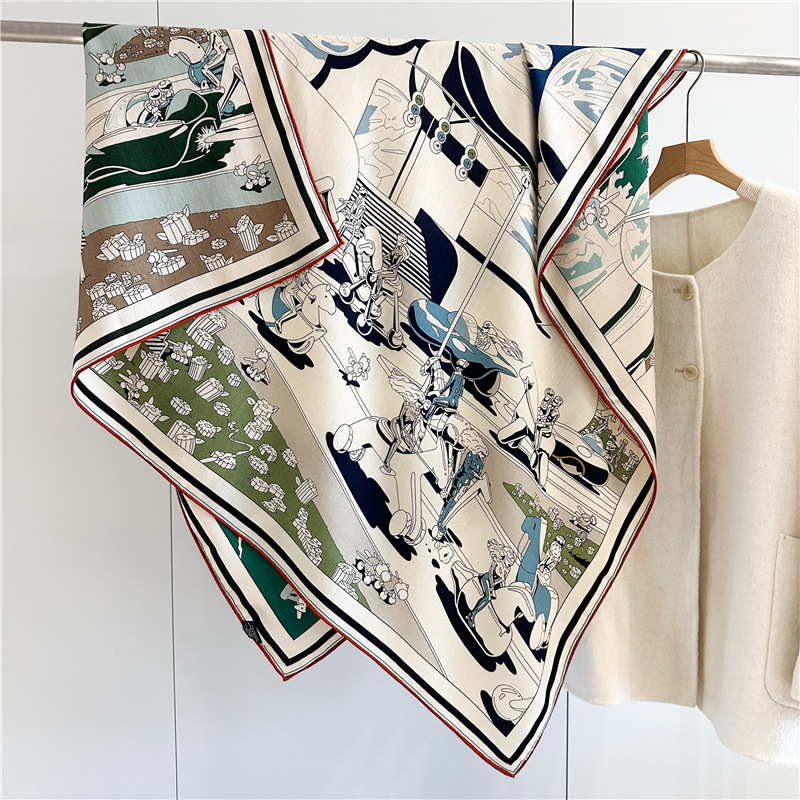 Couverture en laine Double face écharpe châle 2024 nouvelles imprime femmes luxe Pashmina écharpe châle manteau Poncho Cape 135x135CM