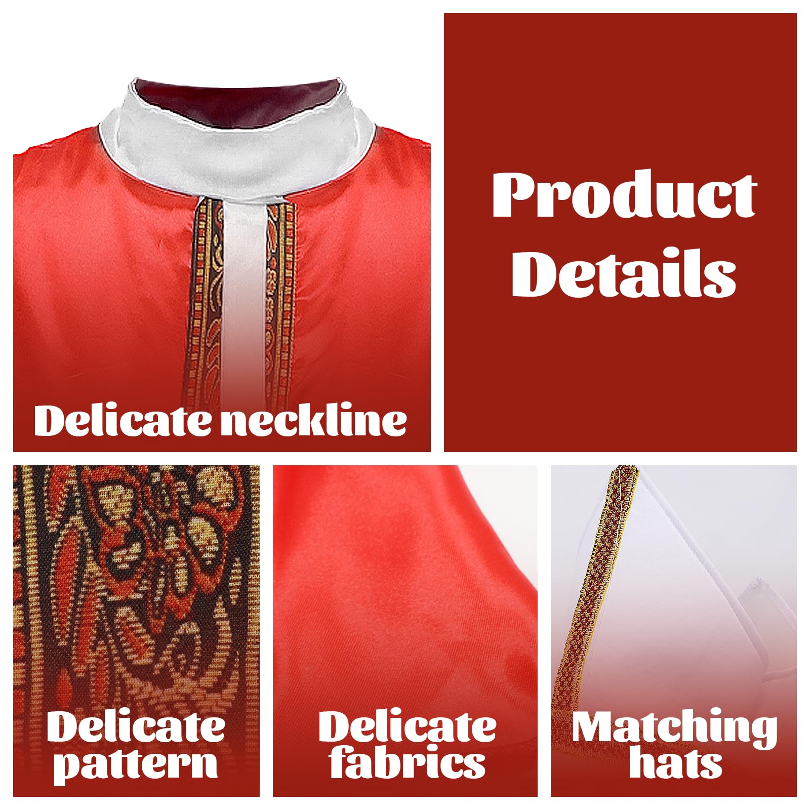 Costume de papa adulte, Robe de prêtre bénlique catholique, Poncho en papal rouge, chapeau, tenue de Cosplay d'halloween pour hommes