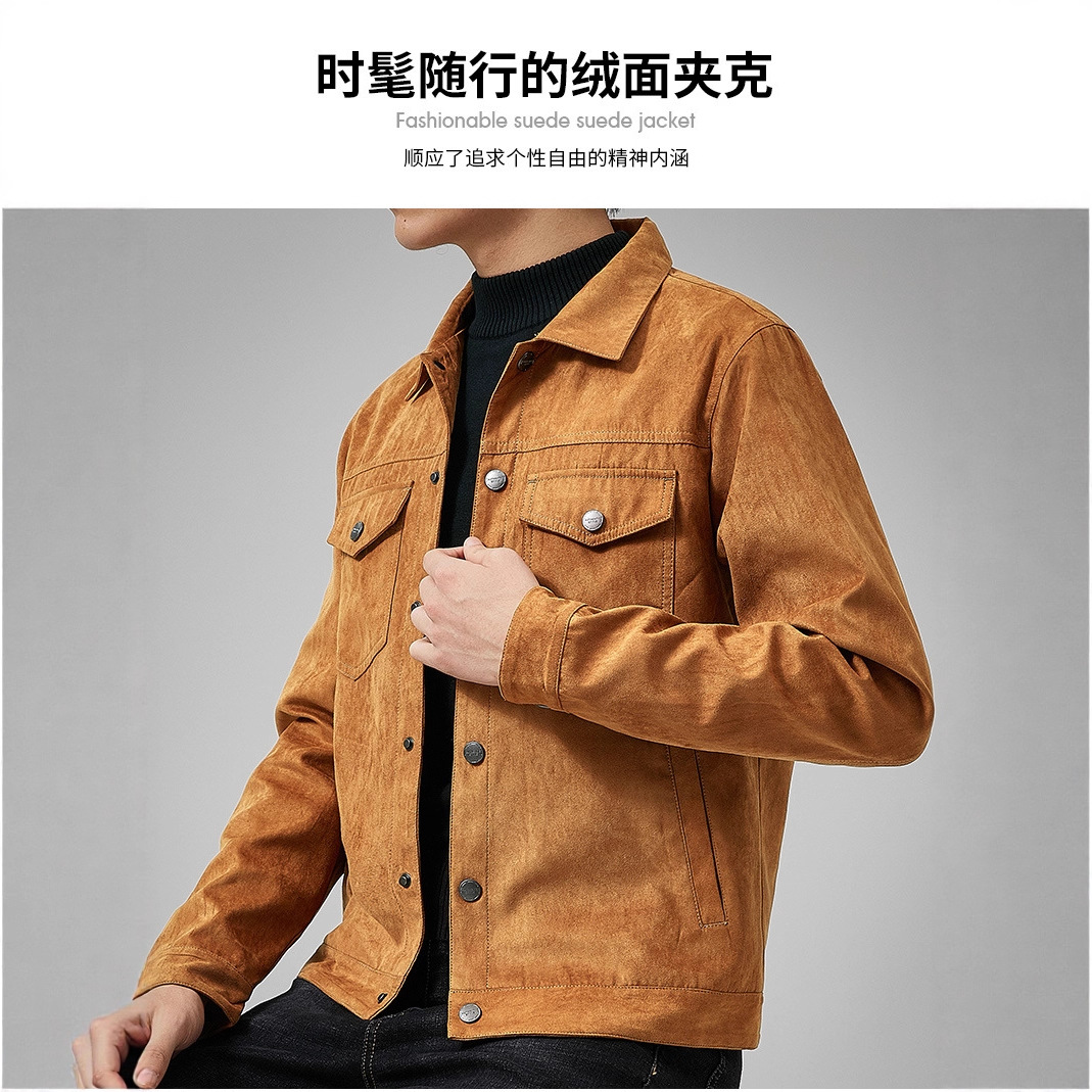 Veste de style britannique pour homme, printemps et automne, veste décontractée en daim, tendance, boutonnée, vêtement décontracté pour homme, nouvelle collection