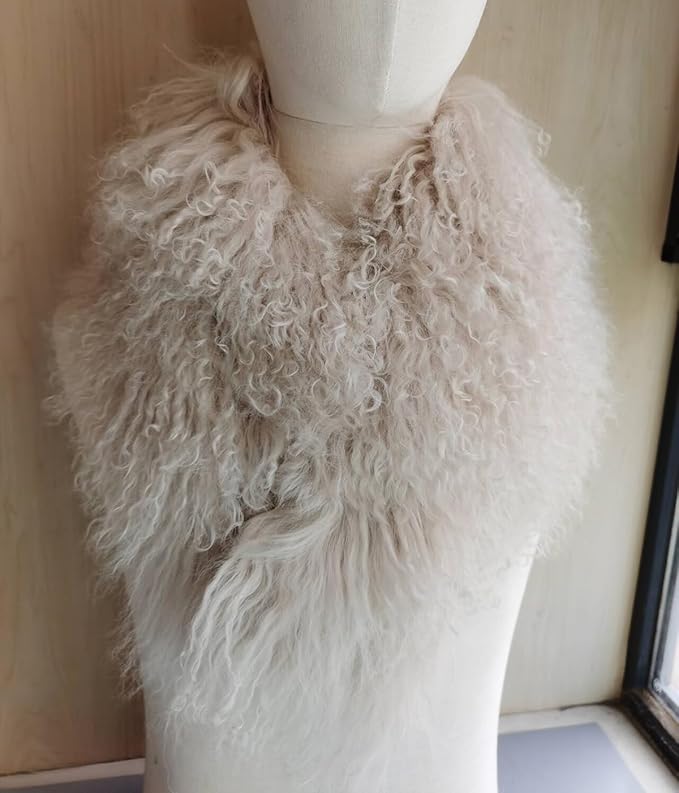 Écharpe/collar en fourrure de mouton de Mongolie véritable pour femme, chaude pour l'hiver