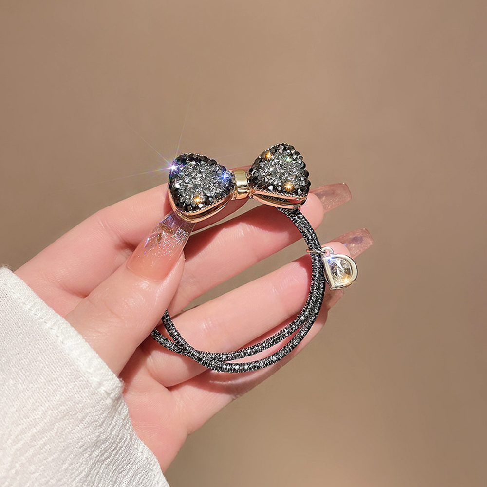 Attaches de cheveux de luxe avec nœud papillon en strass, élastiques, élastique pour queue de cheval, chouchous simples pour femmes et filles, cadeaux