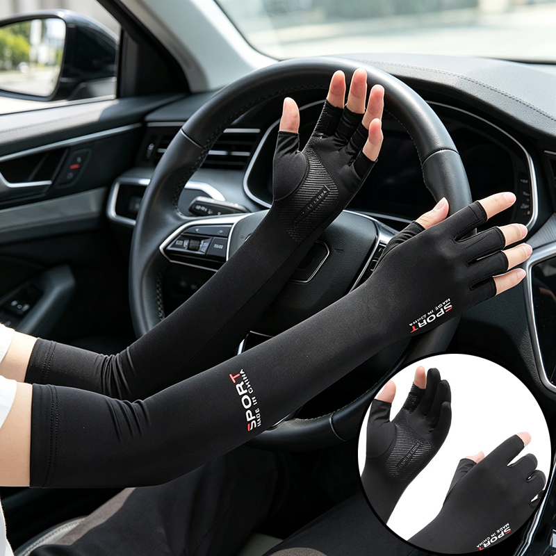 Anti-UV et Rafraîchissant pour l'été ‌ Manchons de bras en soie glacée respirants et extensibles, protection UV, pour le cyclisme, la course à pied et les sports