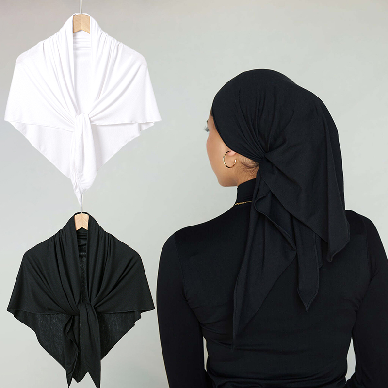 Écharpe Triangle en Coton Solide pour Femme, Hijab Musulman, Châle Doux, Turban Décontracté, Jersey Islamique, Bande de Sauna, à la Mode