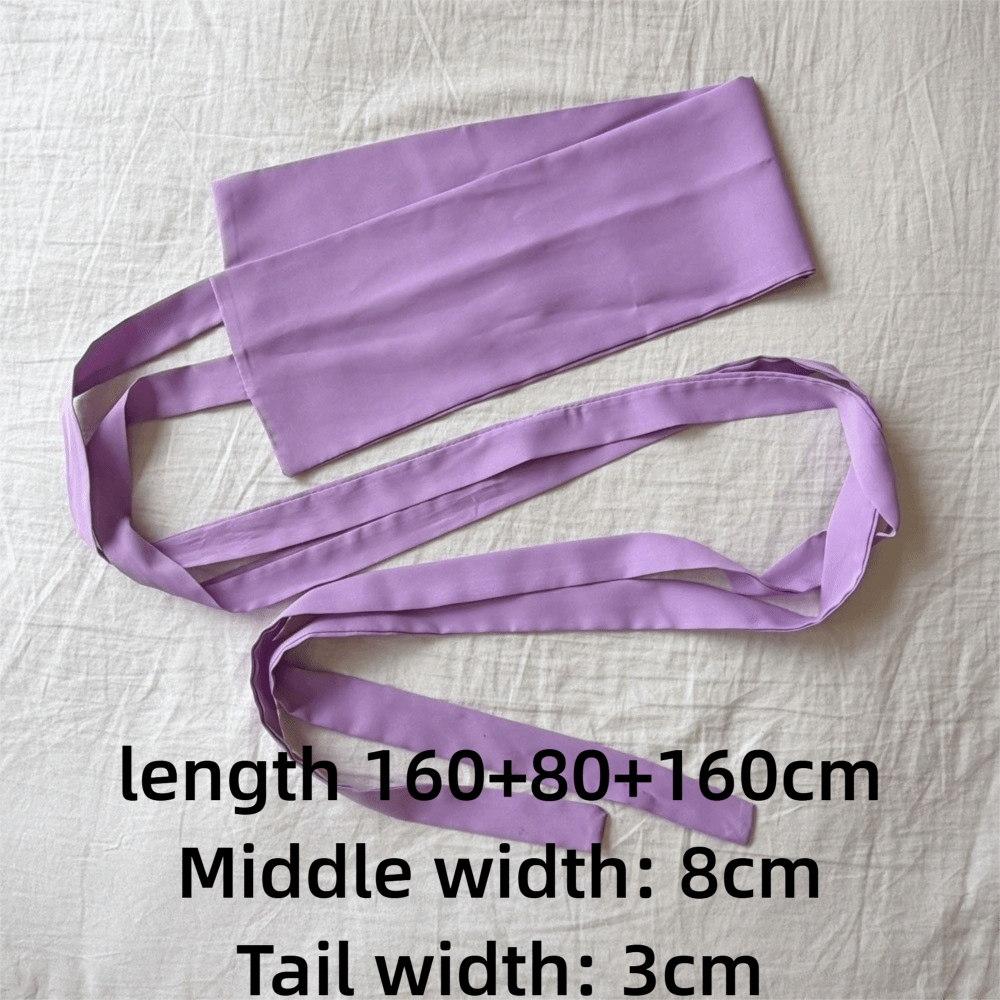 Ceinture Hanfu en tissu de mousseline, coton et lin, couleur unie, à lacets, avec nœud décoratif, ceinture décorative en satin de soie.