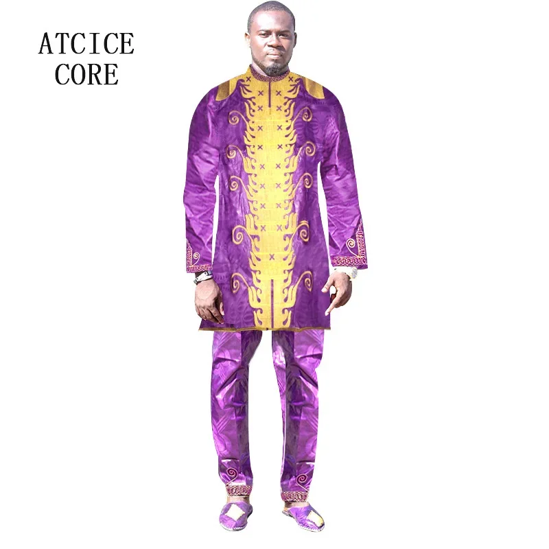 Vêtements traditionnels africains pour hommes, dashiki, manches longues, bazin riche