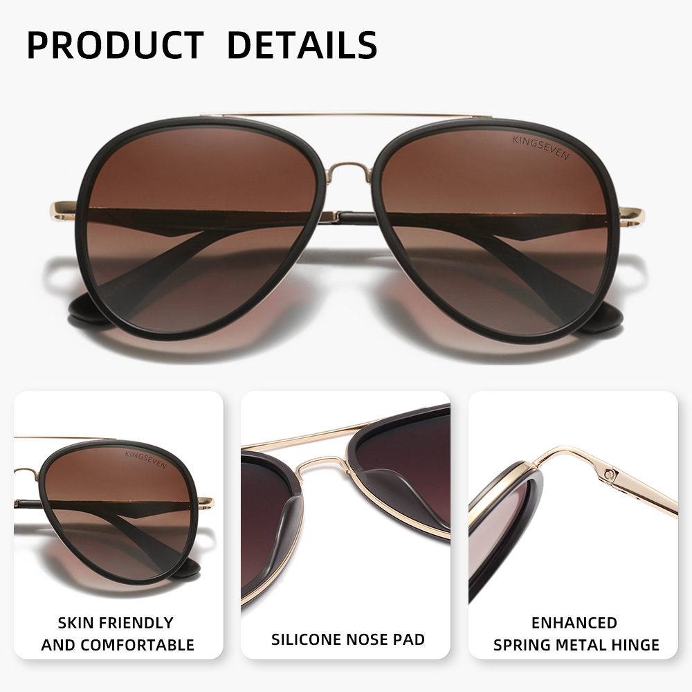 Lunettes de soleil polarisées classiques pour hommes de la marque KINGSEVEN, lunettes de soleil pilote UV400, lunettes de conduite pour femmes