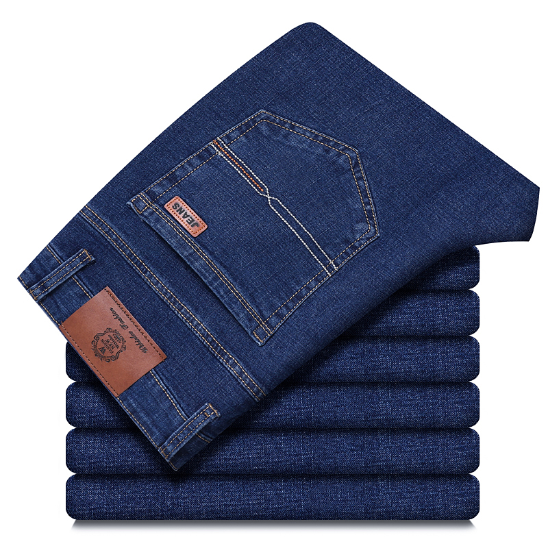 Nouveau Jean Classique Droit Extensible Bleu Noir 2026 pour Homme – Pantalon en Denim Décontracté pour le Travail – Vêtements de Marque Masculins