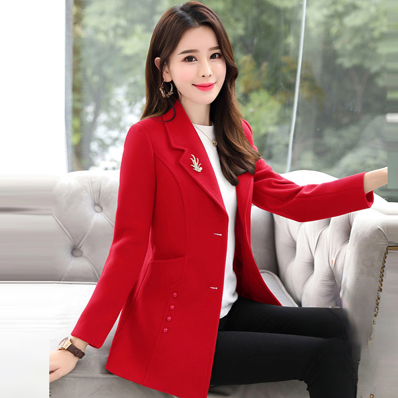 Veste en laine chaude matelassurera pour femme, coupe slim, mi-longue, tissu classique, élégant, mélange de laine, luxe, automne, hiver