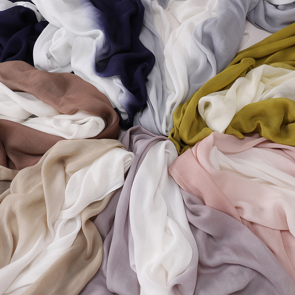 Musulman deux couleurs Hijabs dégradé écharpe musulman châle enveloppement islamique femmes foulard châles fournisseur