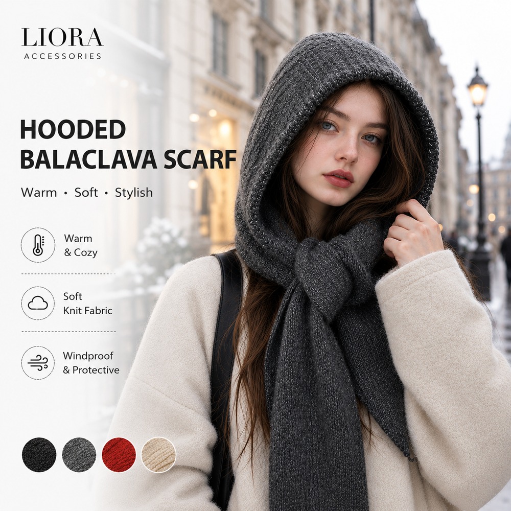 Écharpe à capuche en tricot pour femmes, bonnet-balaclava chaud d'hiver, écharpe 2 en 1, cache-oreilles coupe-vent, couvre-tête tendance pour l'extérieur