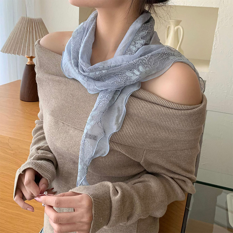 Écharpe triangulaire en dentelle patchwork pour femme, foulard polyvalent et tendance pour le cou, bandeau polyvalent, écharpe de taille
