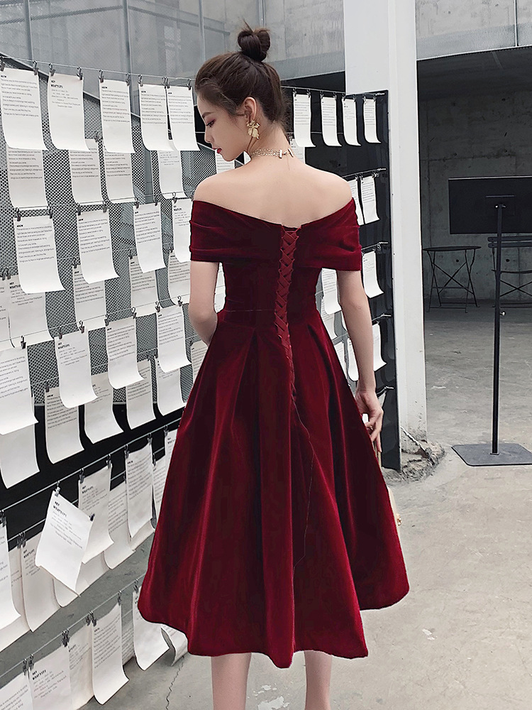 Robe de soirée en velours à manches courtes, robe de RhA-ligne, Cheongsam, élégante, bordeaux, une initiée