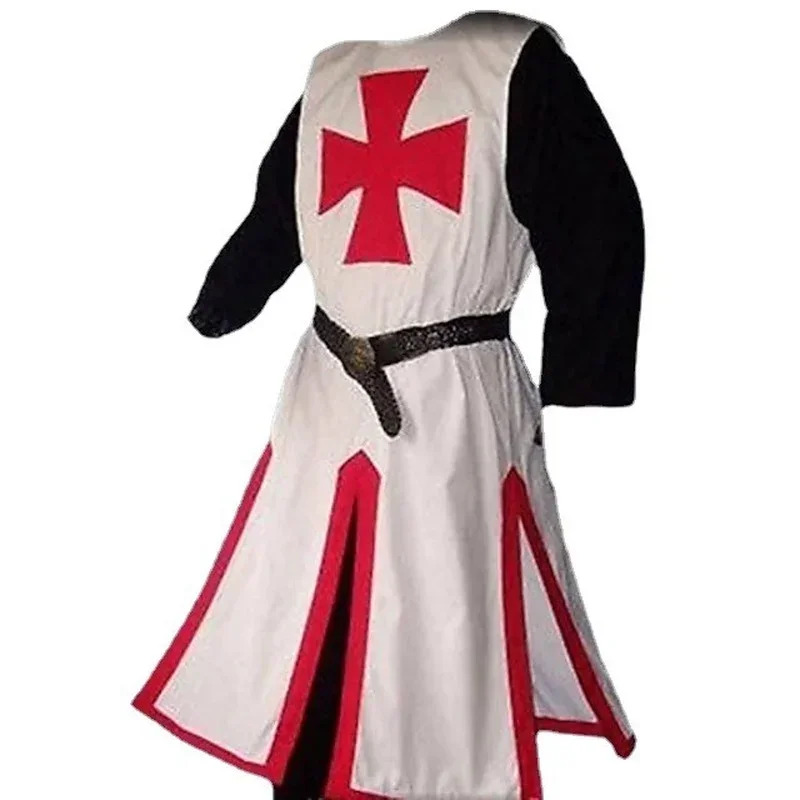 Guerriers médiévaux le chevalier templier croisé Costume pour hommes adultes robe petit haut croix Tabard surcoat tunique vêtements ceinture ukh