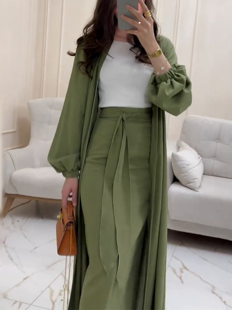 Eid femmes Abaya avec jupe 2 pièces ensemble musulman dubaï robes Largos fête Caftan Jalabiya Ramadan caftan arabe jupe longue 2025