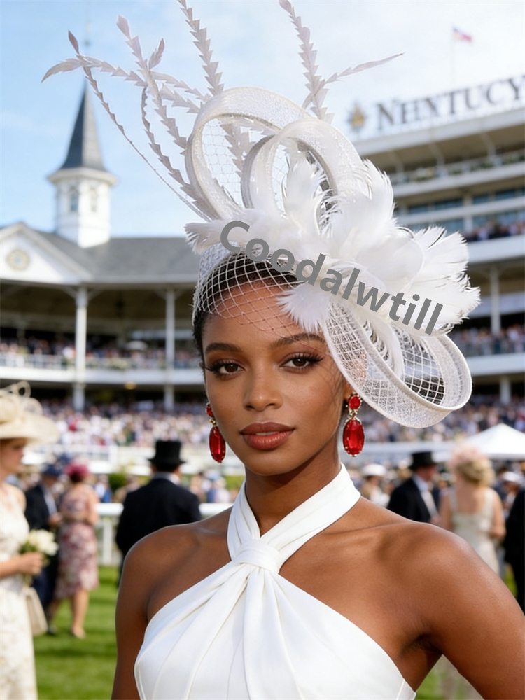 Voiles de mariée plume Fascinator chapeau femmes dames église Derby fête chapeaux dames Femme élégant fête Banquet cheveux pilulier casquettes