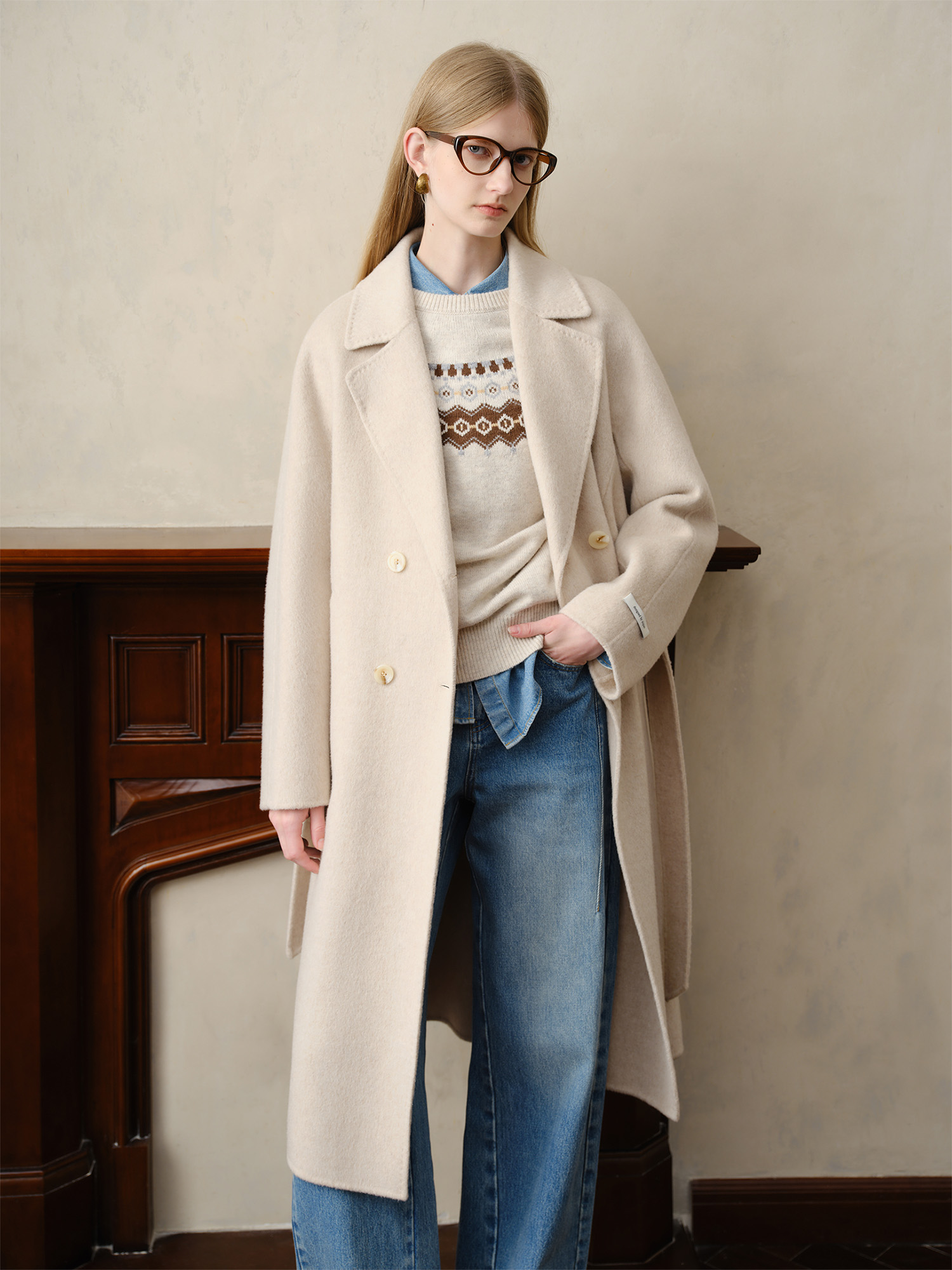 ZIQIAO élégant femmes Petite laine pardessus avec revers de costume 2025 hiver nouveauté 100% laine manteaux costume col Long manteau d'hiver
