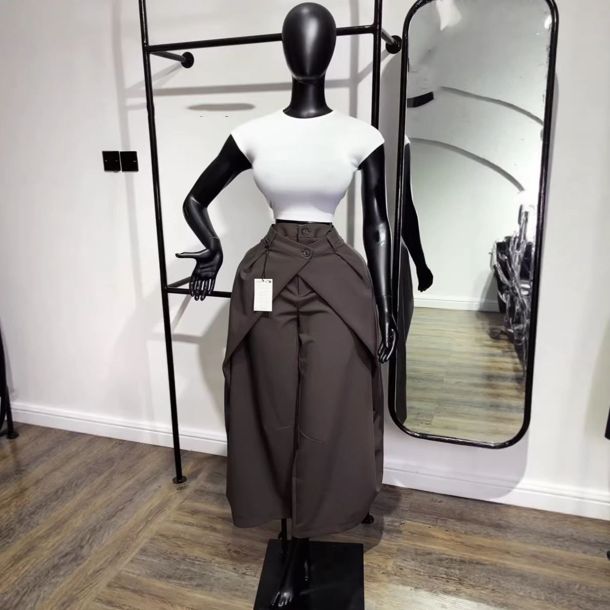 Pantalon large pour femme, coupe slim, taille haute, droit, style Y2K, streetwear élégant, décontracté, été 2026