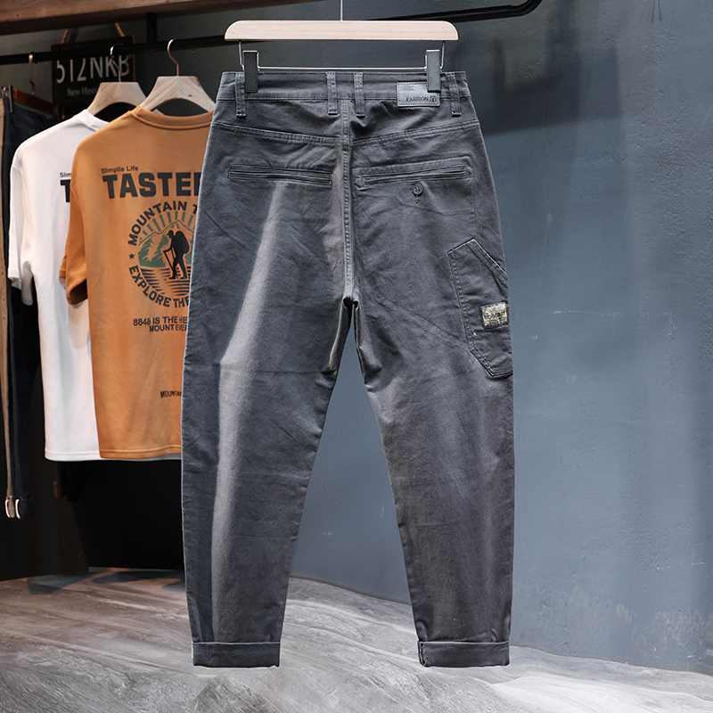 Pantalon sarouel pleine longueur pour hommes, pantalon décontracté, vêtements de créateur, poches latérales fjside, At Fit, moulant, patchwork, Kpop