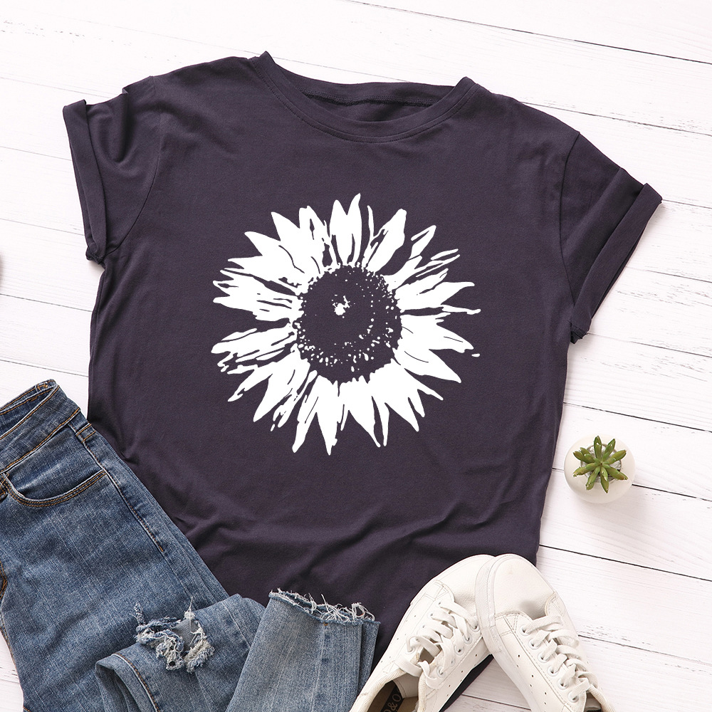 S-5XL Respzed Femmes Économie Femme À Manches Courtes Tee Y-Fleur Imprimé Femme Casual Tshirt 2024 Été Coton T Shirt