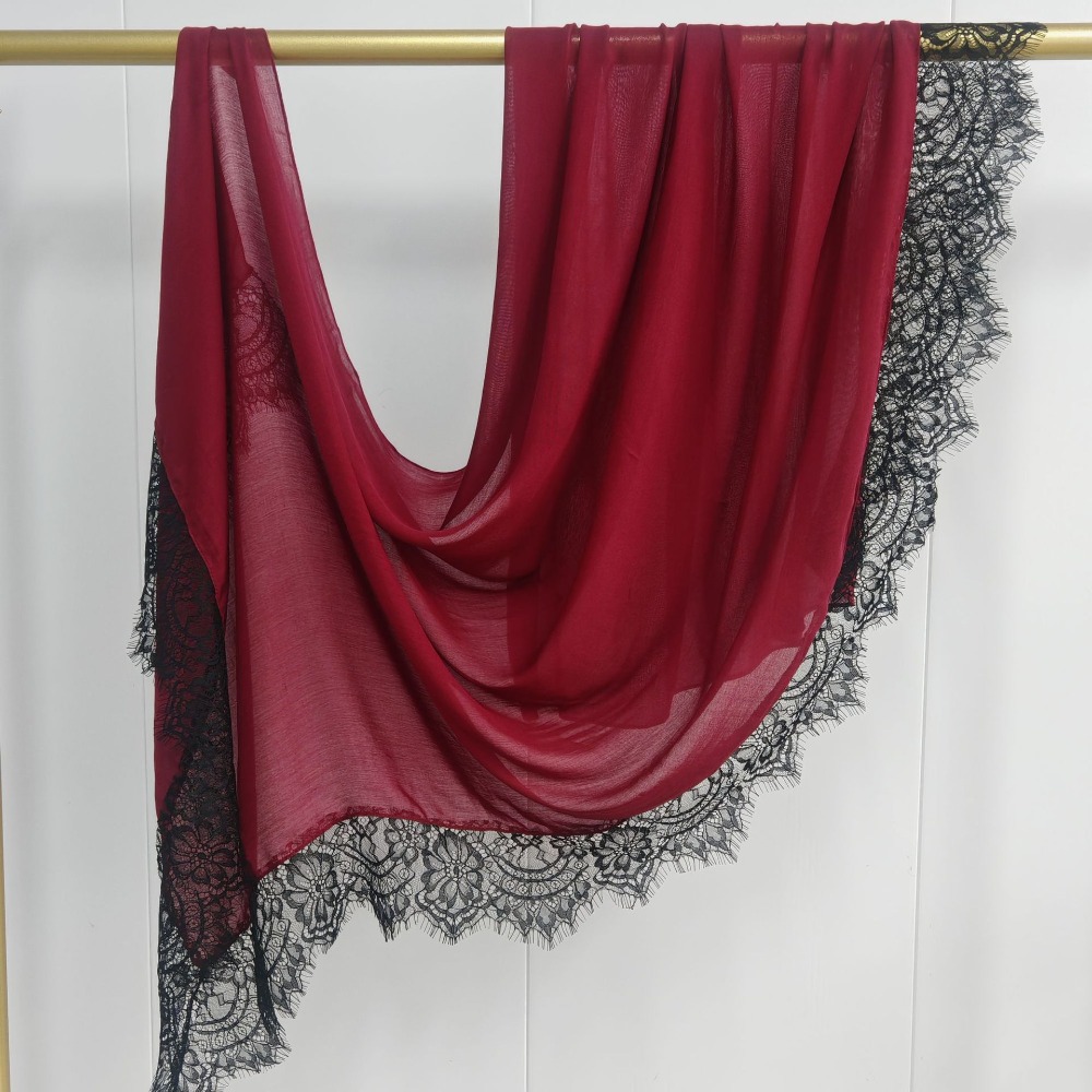 Nouveau turban instantané musulman avec bordure en dentelle, en coton respirant, couvre-tête intégral, couleur unie, foulards pour la tête