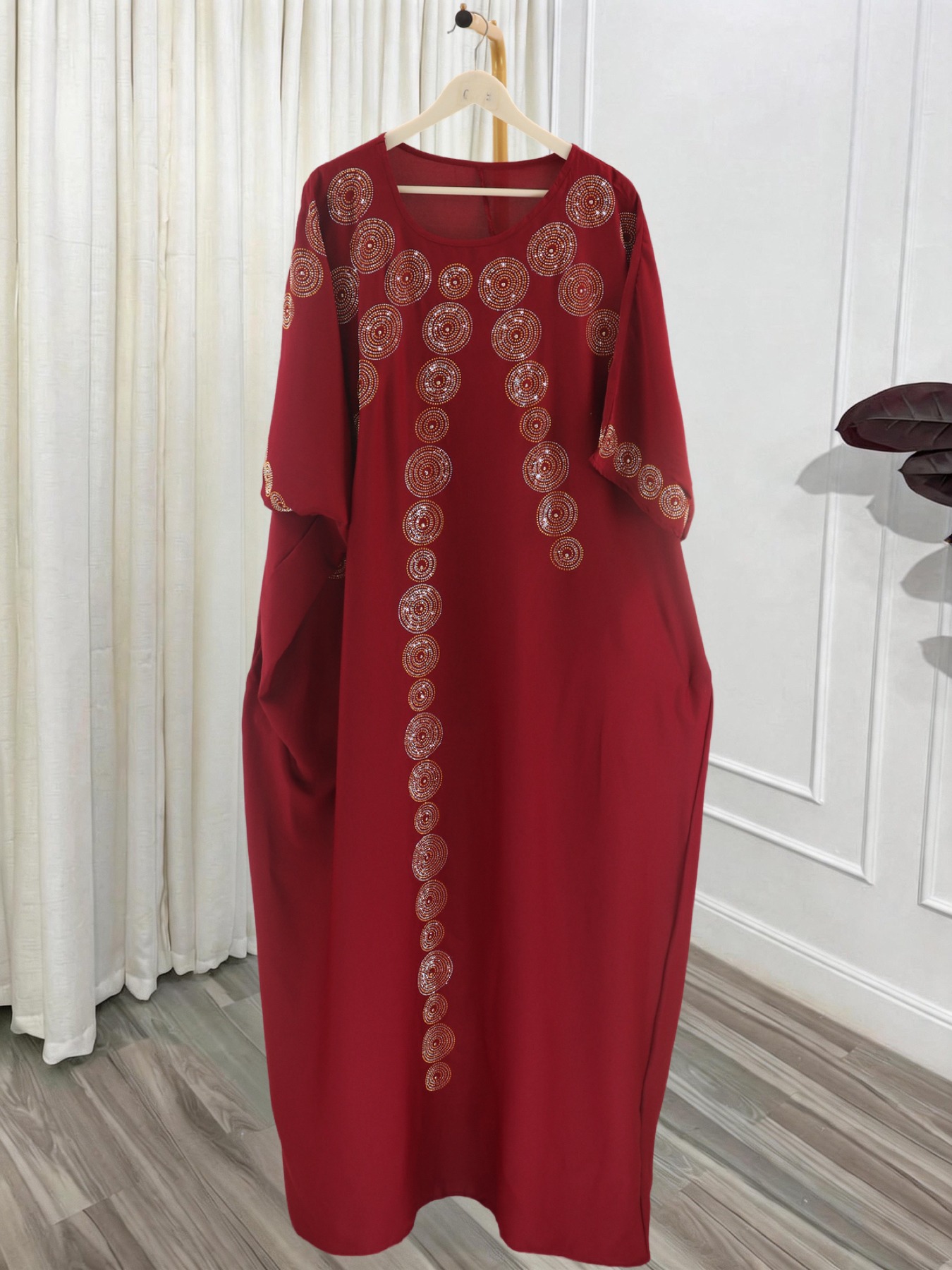 Abaya traditionnelle du Moyen-Orient pour femmes grandes tailles, robe ample avec écharpe, imprimé africain traditionnel, sequins et strass