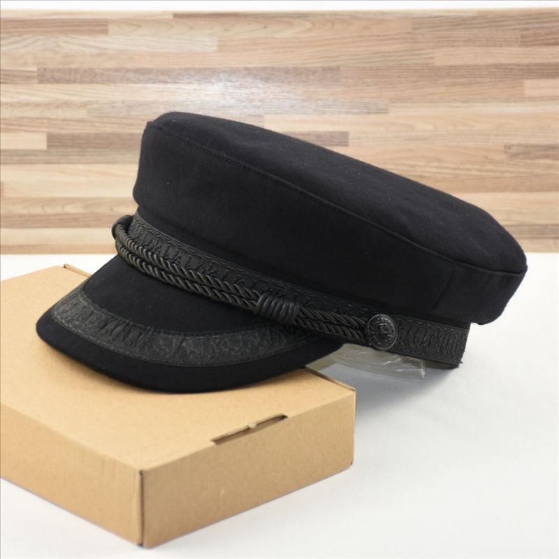 Casquette de capitaine grande taille noire à dessus plat – Chapeau pour homme à grosse tête, casquette de marin style britannique, mode décontractée
