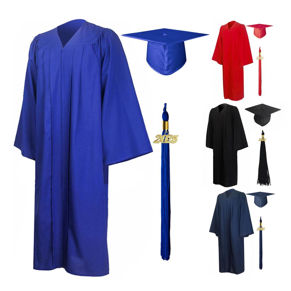 Tenue de remise des diplômes pour étudiants en arts, robe de graduation avec chapeau à col en V, uniforme de célibataire pour médecin, fête de remise des diplômes, longueur au genou longue