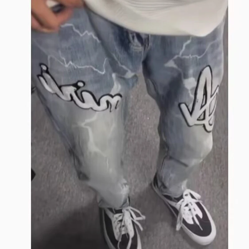 2025 hommes jean mâle mince haute élasticité étoile broderie Stretch taille moyenne jean décontracté mode Street Wear jambe droite pantalon