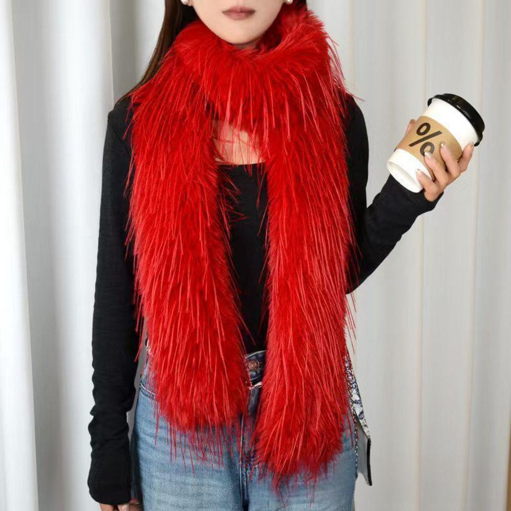 Écharpe longue en peluche épaisse et moelleuse à la mode, Imitation fourrure de vison, châle doux de 180cm, écharpe de luxe classique Y2K pour fille chaude