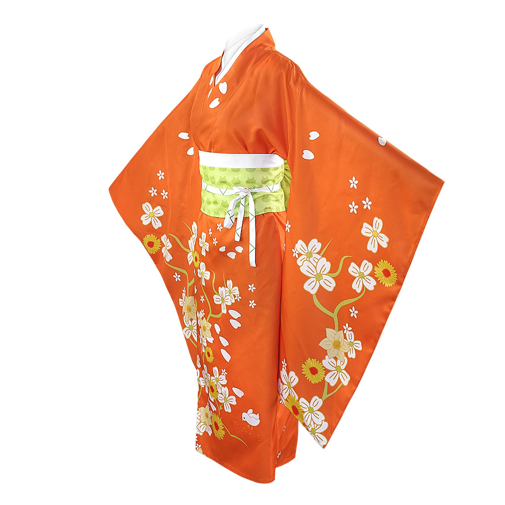 Costume de Cosplay Danganronpa 2 Hiyoko Saionji, Kimono pour femmes adultes, robe Orange, vêtements de carnaval d'halloween