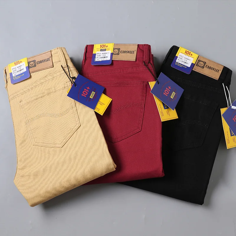 Jean Slim artificiel astique Blanc Pur pour Homme, Pantalon à Jambes Droites, Mode Business, Décontracté, Moyen Âge, Haut de Gamme