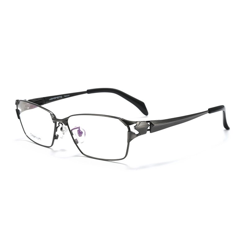 Montures de lunettes futuristes en titane pur d'inspiration technologique pour hommes, branches confortables enveloppantes à coupe large de styliste, monture complète