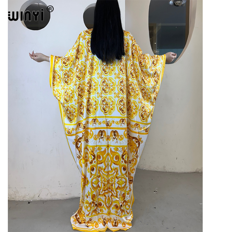 WINYI haute qualité robes musulmanes pour femme robe maxi imprimé fleuri caftan abaya dubaï luxe été bohème robe de soirée