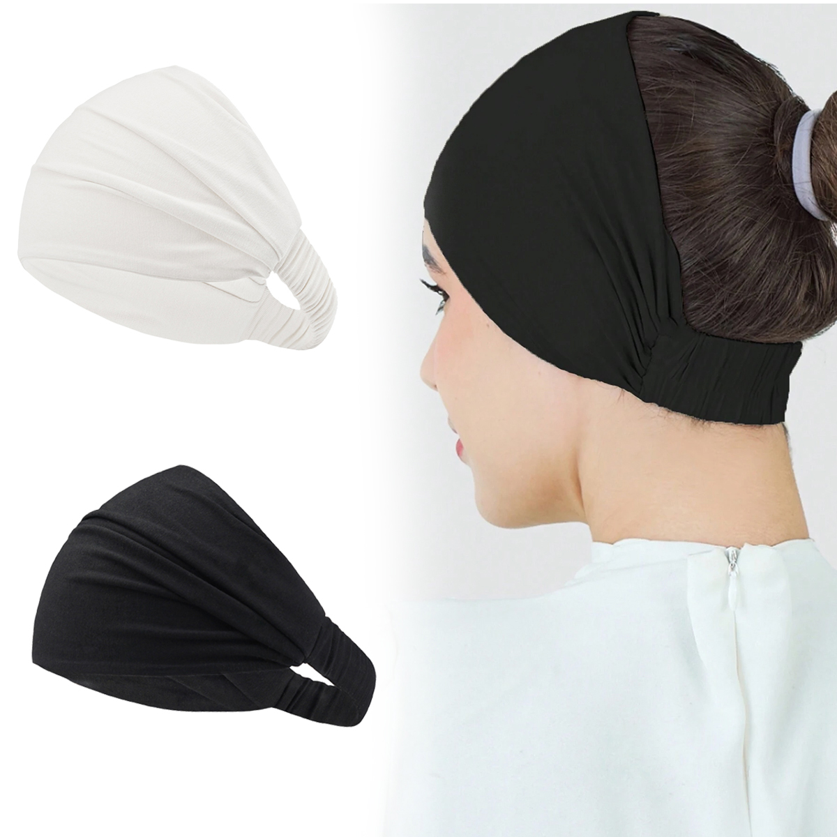 Bandeau solide larges bandes de cheveux bandeau élastique écharpe pour femme musulmane cerceau de cheveux bandeau coiffures mode cheveux Bandana