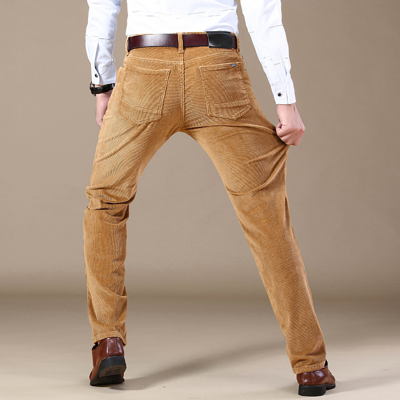 Pantalon décontracté en velours côtelé de coton pour homme, nouvelle mode d'automne, kaki, doux, Slim, droit, élastique, vêtements d'affaires