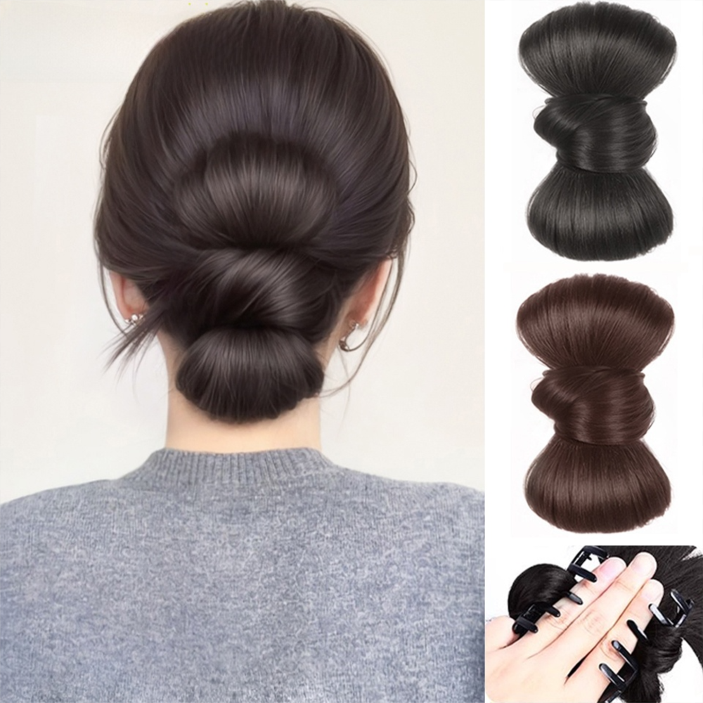 Nouveau cheveux synthétiques chignon griffe pince naturel moelleux perruque pince à cheveux nœud papillon brun noir chignon tête perruque accessoires de cheveux