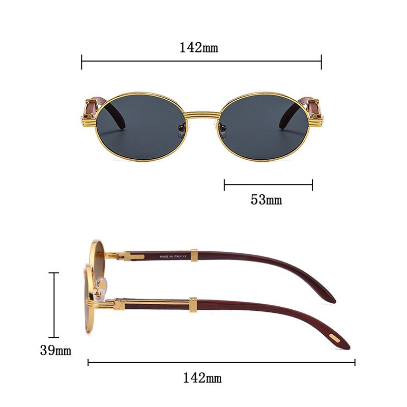 Lunettes De soleil ovales femmes 2024 lunettes De soleil en bois De créateur à la mode hommes lunettes De mode De luxe Vintage Lentes De Sol Mujer Zonnebril